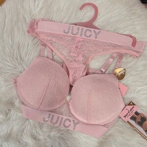 Juicy Couture Blush Lace Bra and Panty Set